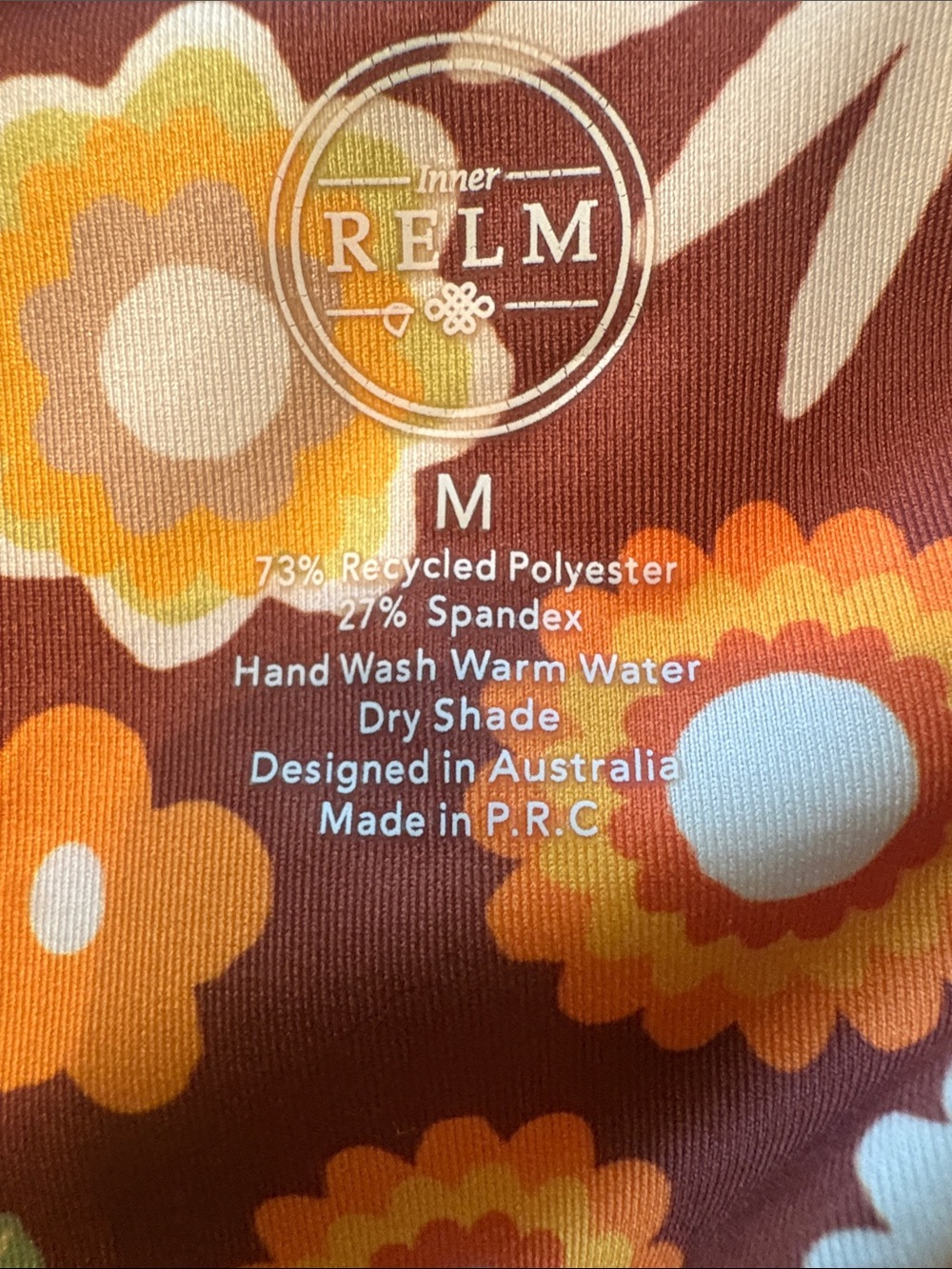 Retro Floral One-Piece Swimsuit — Brown & Orange - Picture 2 of 3